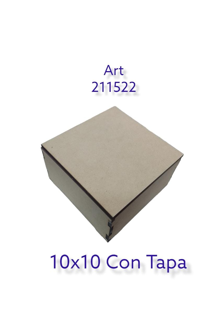 Caja cuadrada simple  10x10 con tapa 