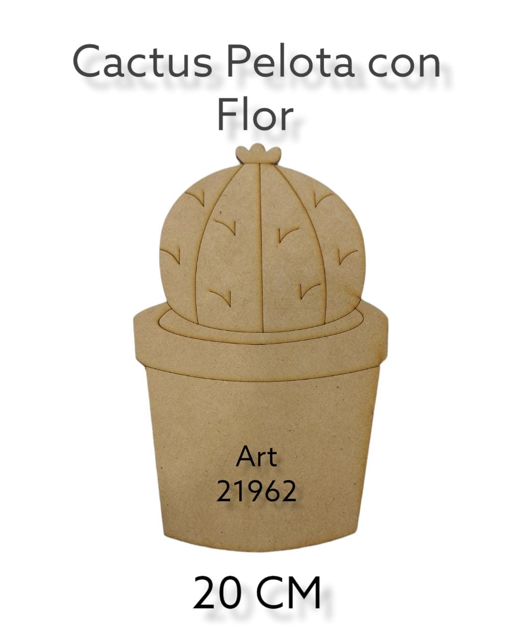 Figura cactus pelota con flor  20 cm 