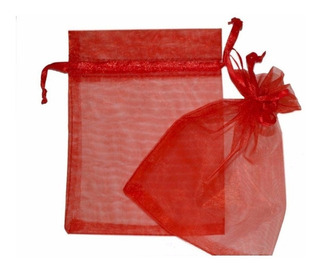 Bolsa tul roja x 25 unidades de  11 x 15 cm  