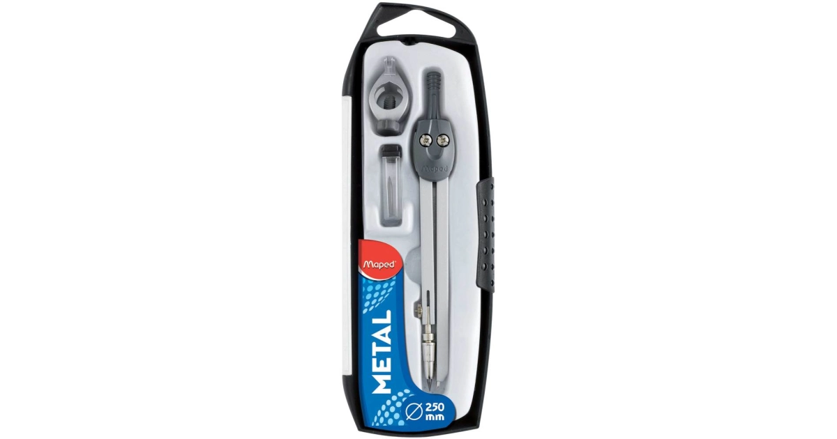 Compas maped metal con portamina y abrazadera para lapiz 