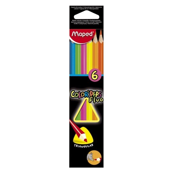 Lapices maped peps fluo x6 colores