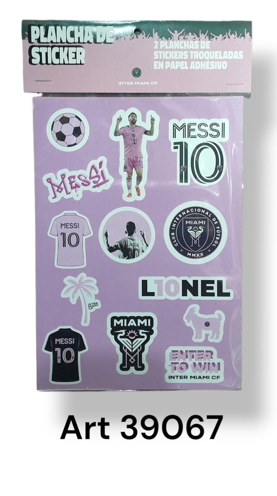 Plancha de stickers inter miami