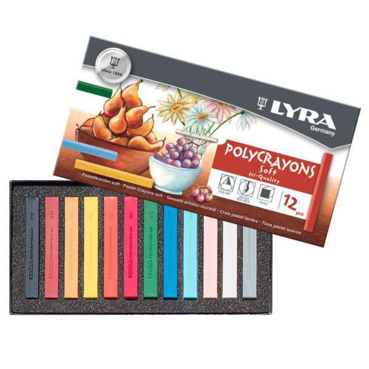 Lapiz pastel a la tiza lyra 12 colores