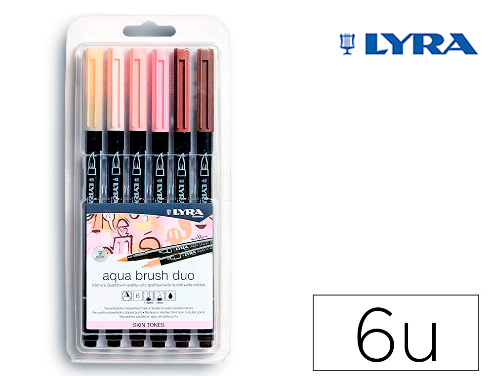 Marcadores lyra aquabrush duo 6 tonos piel