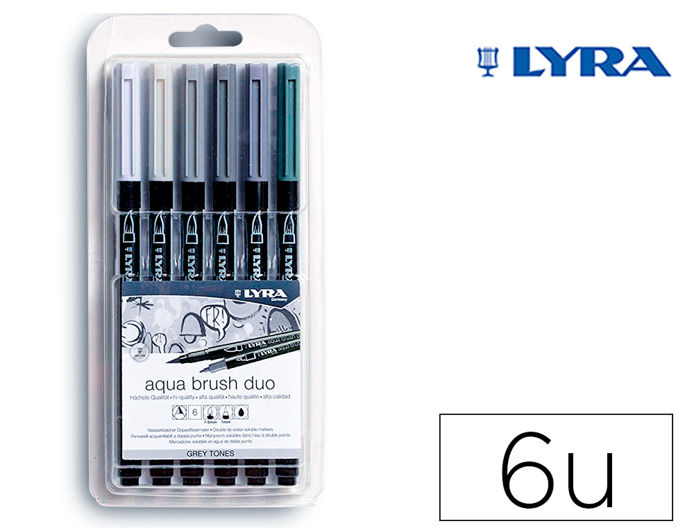 Marcadores lyra aquabrush duo 6 tonos gris