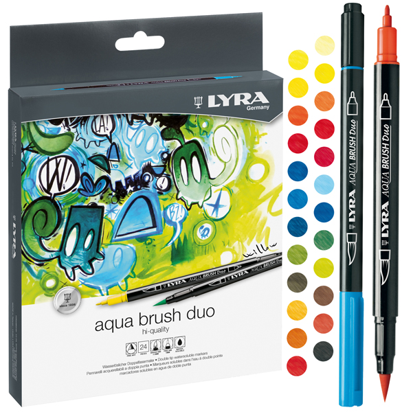 Marcadores lyra aquabrush duo 24 colores