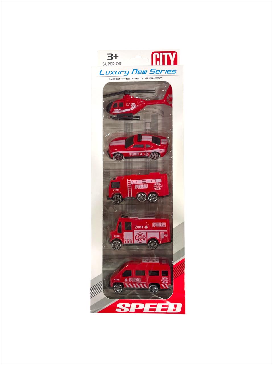 Autos bomberos vehiculos en blister x 5 un.