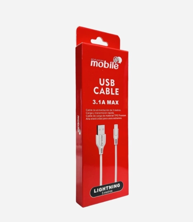 Cable mobile usb 3,1a max  linghtning 1,2 metros