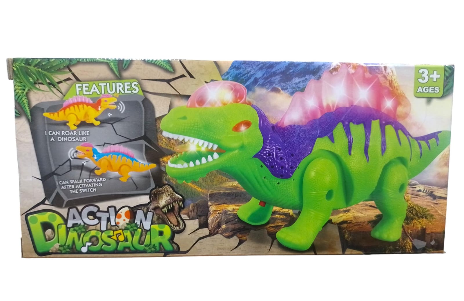 Dino a pila luz y sonido en caja