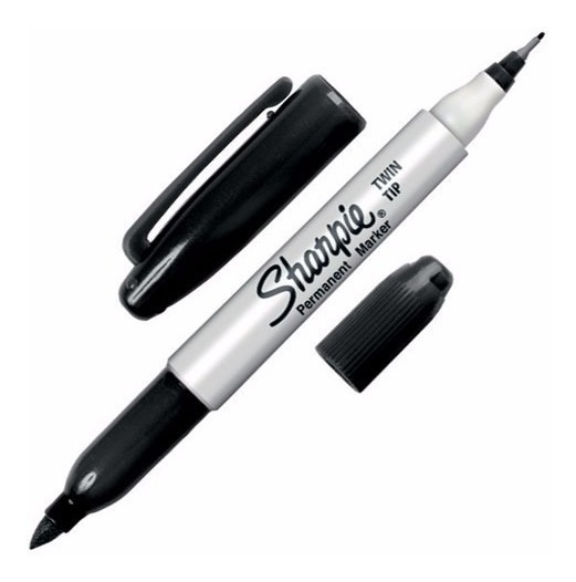 Marcador sharpie permanente negro doble punta