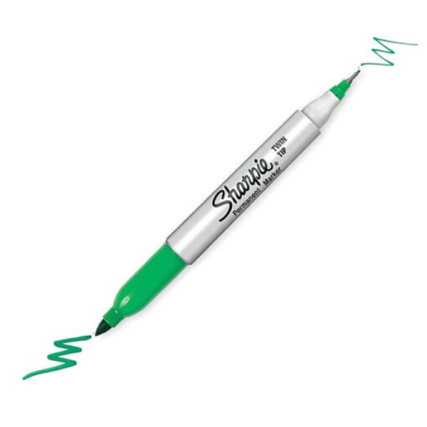 Marcador sharpie  permanente verde doble punta