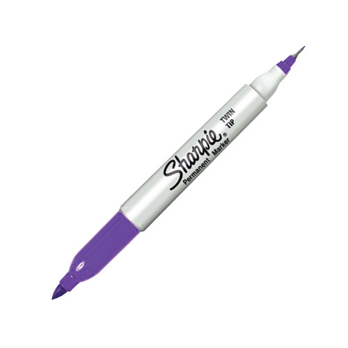 Marcador sharpie permanente violeta doble punta