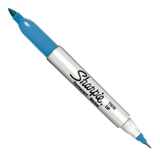 Marcador sharpie permanente celeste doble punta