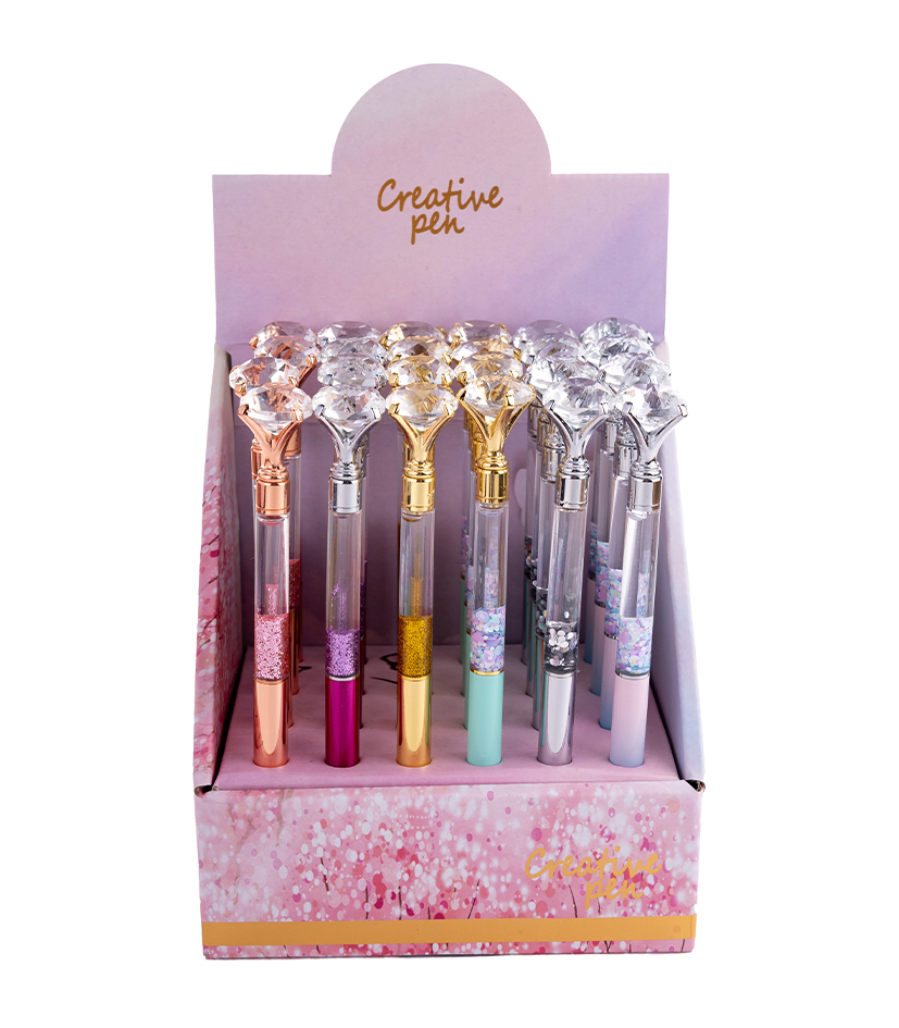Lapicera multipaper medio giro diamante con brillo