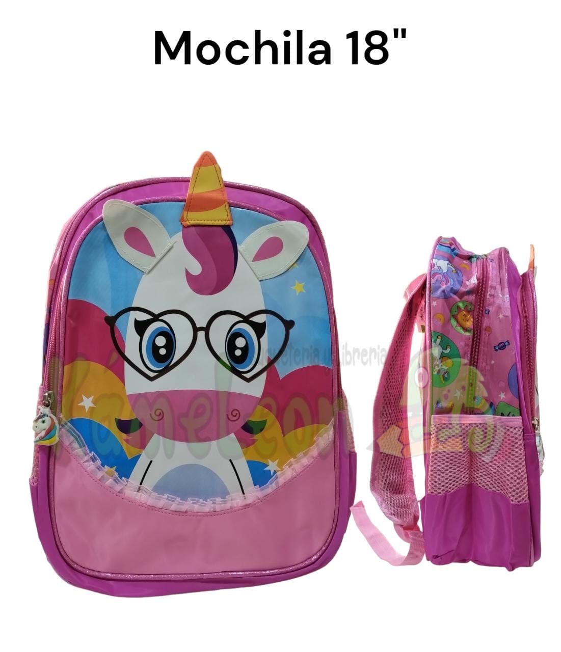 Mochila espalda 18" unicornio con anteojos