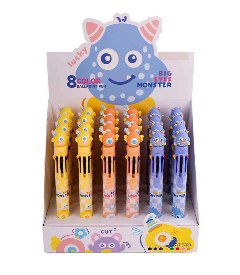 Lapicera multipaper retractil big eyes monster 8 colores