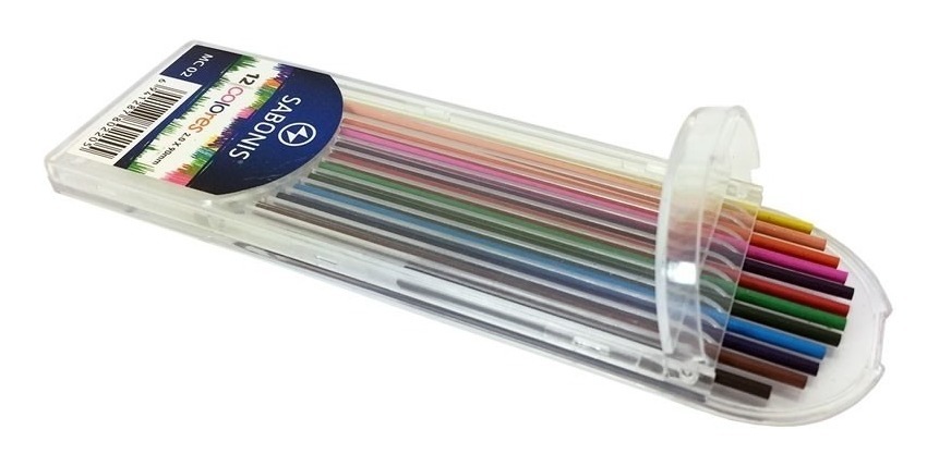 Repuesto lapiz mecanico sabonis x 12 colores 2 mm
