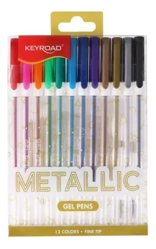 Boligrafos keyroad gel  12 colores metalicos