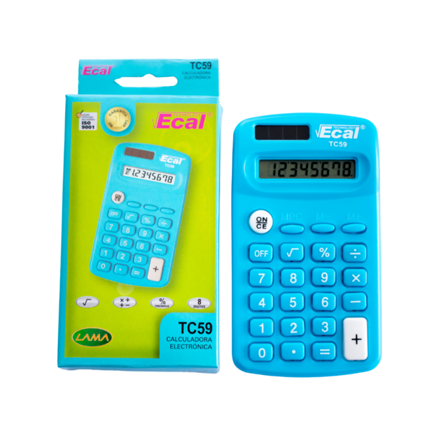 Calculadora ecal tc59 celeste 8 digitos