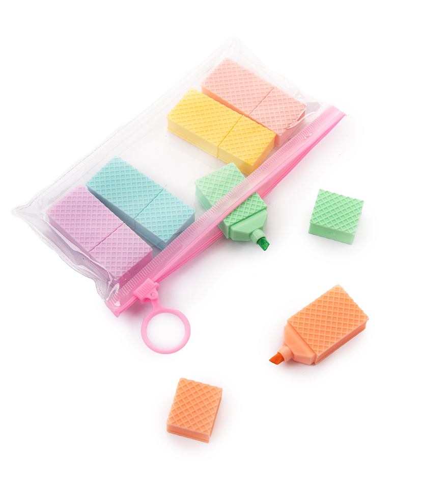 Resaltadores multipaper con forma de oblea pastel