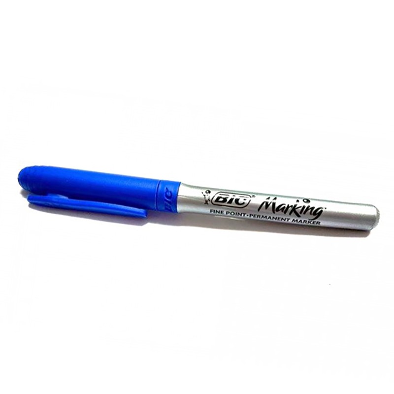 Marcador bic permanentec azul fino