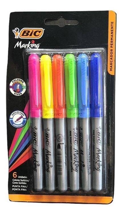 Marcadores bic punta fina x6  