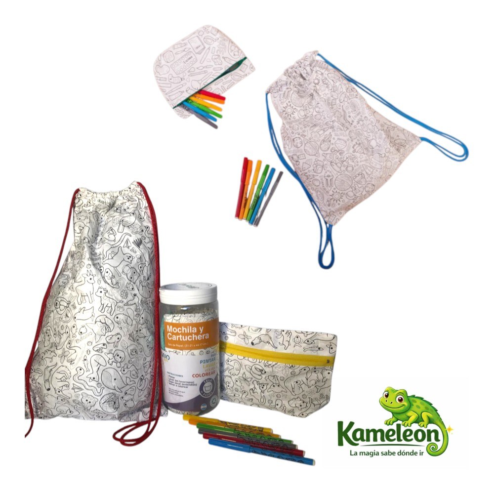 MOCHILA + CARTUCHERA DE LONA PARA PINTAR