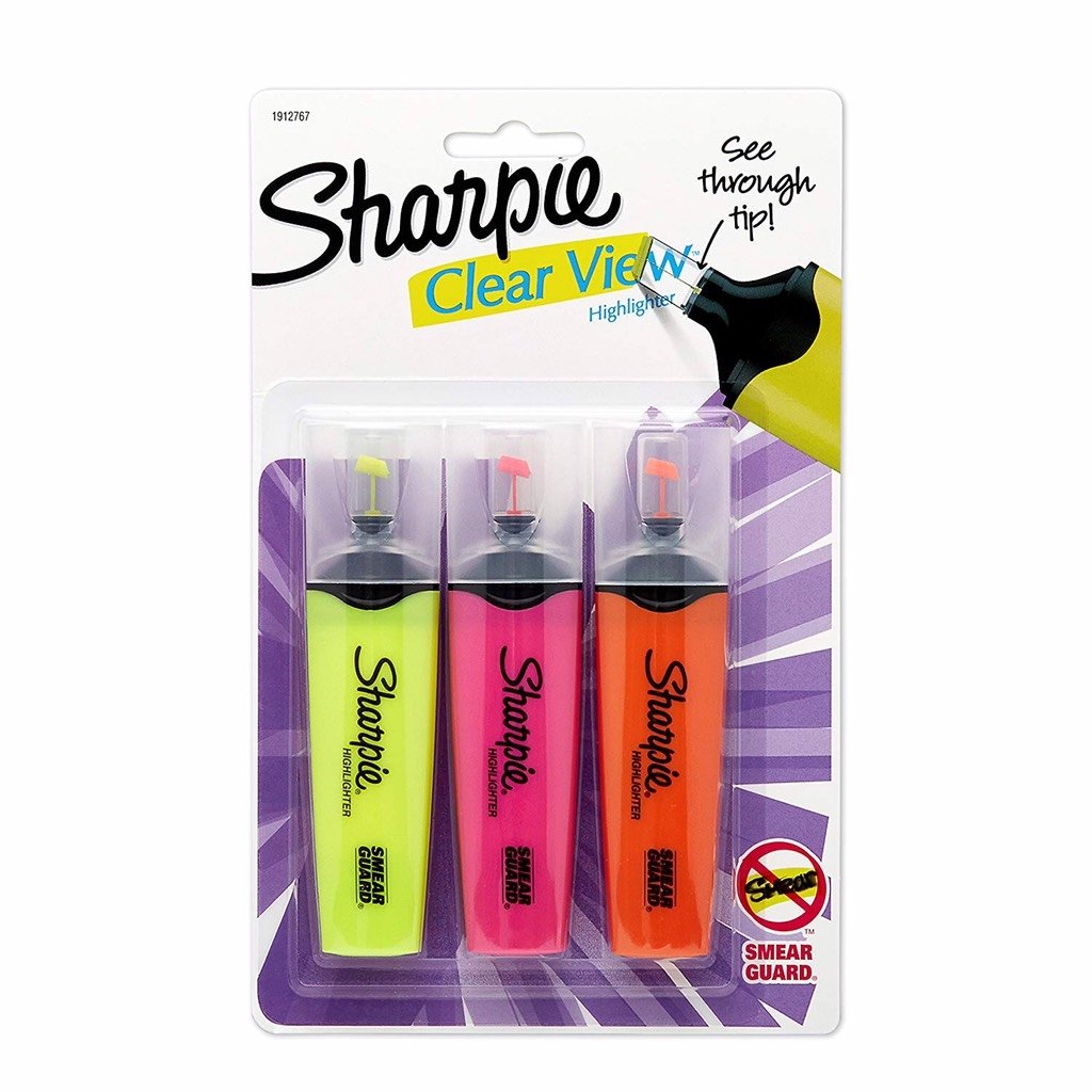 Resaltadores sharpie chato x3 clear view
