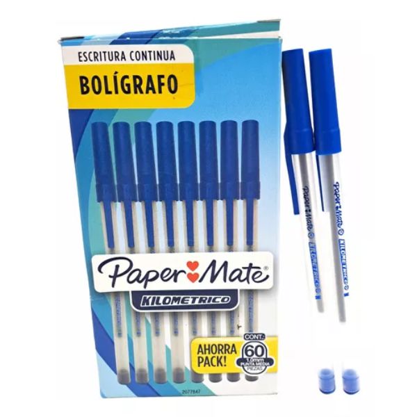 Lapicera paper mate azul kilometrico caja x 60 