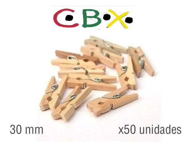 Broche de madera natural 3cm x 50