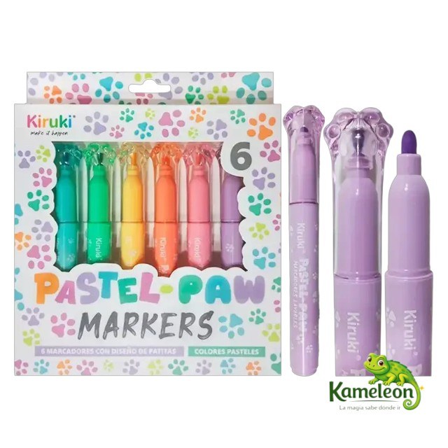 Marcadores kiruki x6 pastel paw