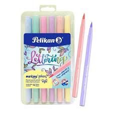 Marcadores pelikan punta pincel pastel x 12 un. 