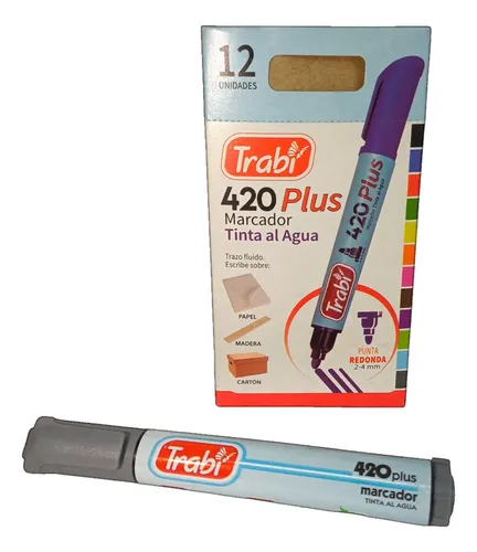 Marcador trabi 420 plus tinta al agua trazo 4-6mm gris