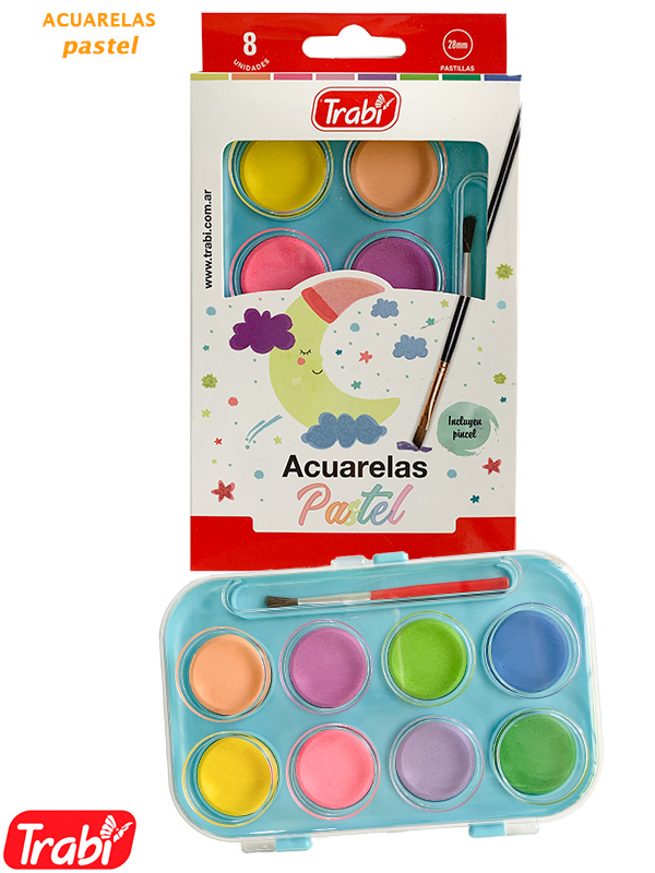 Acuarelas trabi pastel x 8 + pincel