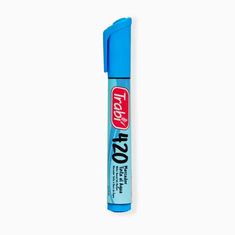 Marcador trabi tinta al agua 420 celeste fluo