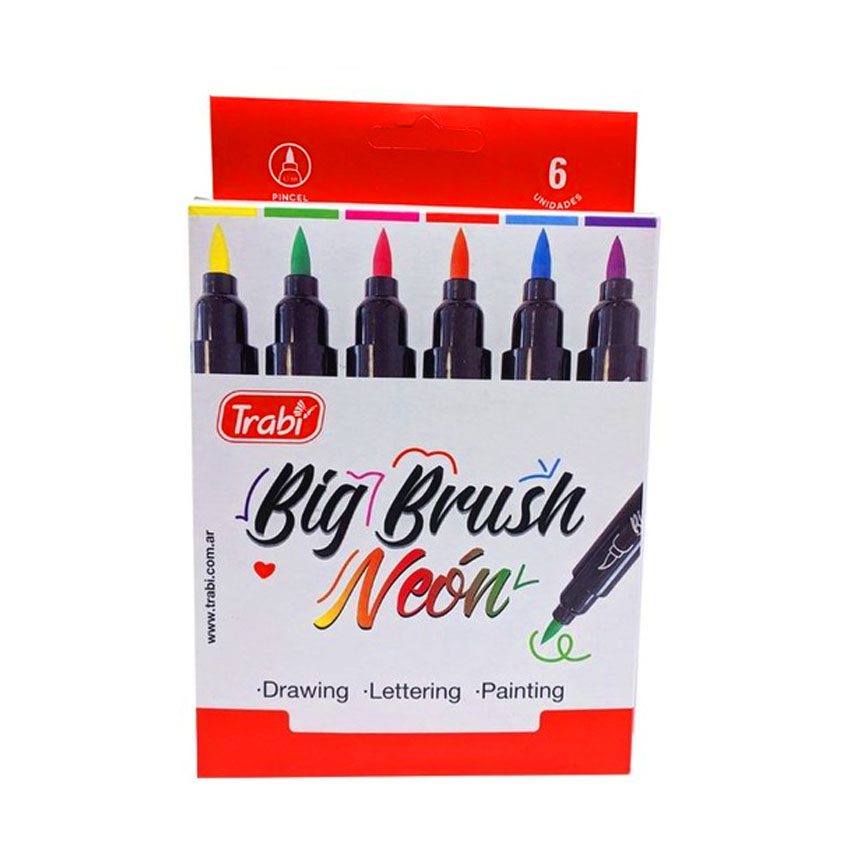 Marcador trabi big brush neon x 6