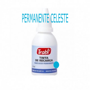 Tinta trabi permanente celeste x 30 ml.