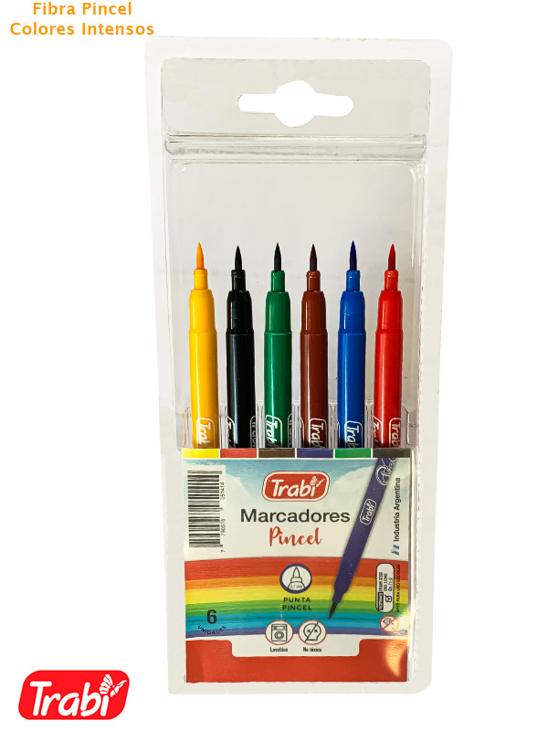 Marcadores  trabi "puntapincel" x6 