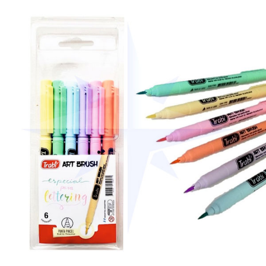 Marcador trabi punta pincel x6 unidades pastel