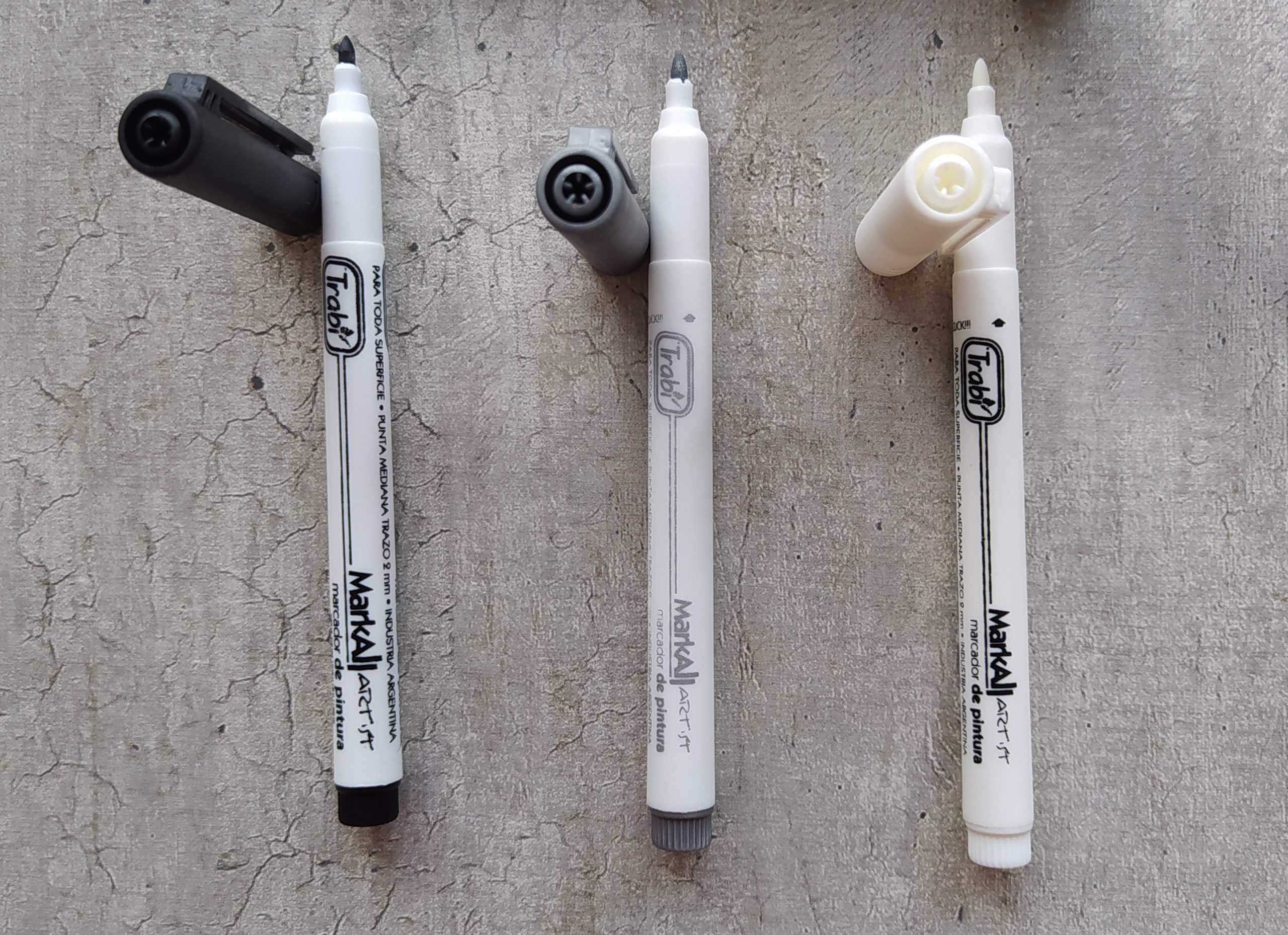 Marcador trabi de pintura mark all artist blanco-plateado-dorado 2mm
