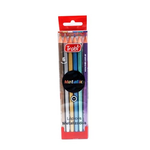 Lapices trabi largos "metalicos" x 6 colores