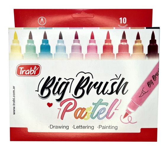 Marcadores trabi big brush pastel punta pincel x 10