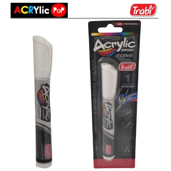Marcador trabi acrylic pop blanco