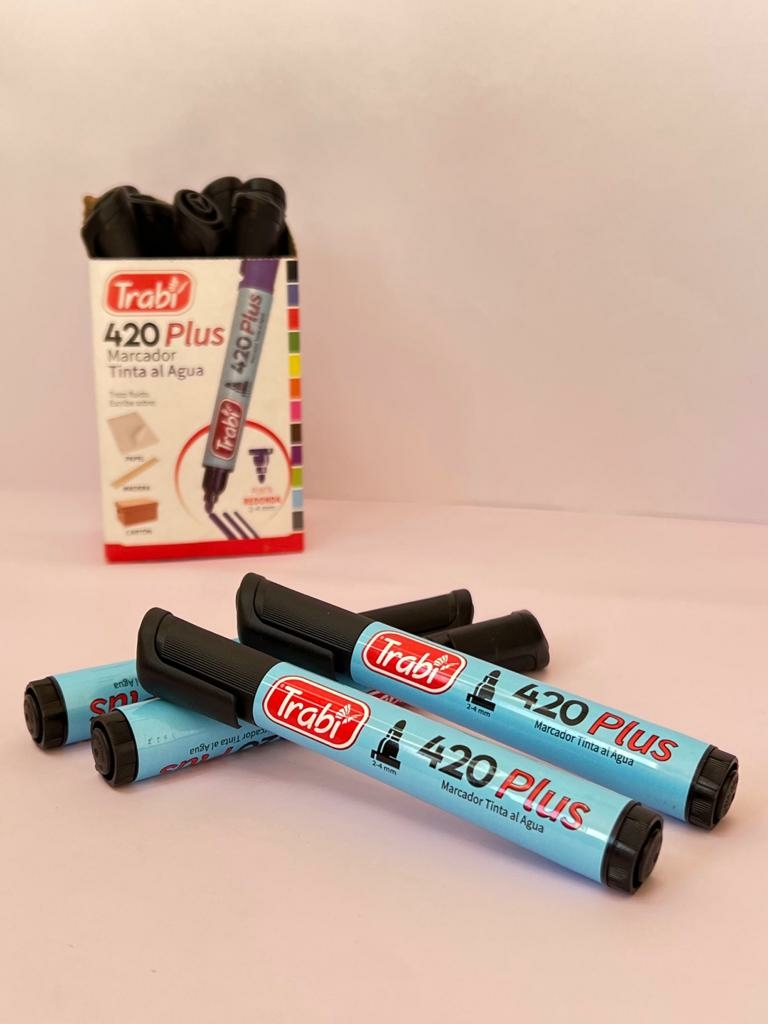 Marcador trabi 420 plus tinta al agua trazo 4-6mm negro