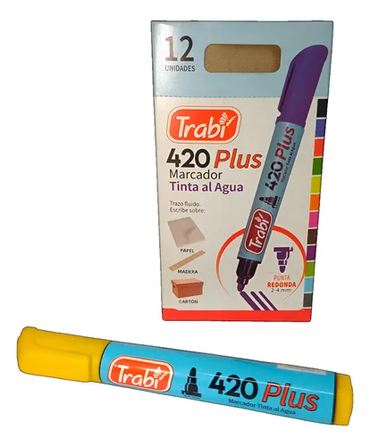 Marcador trabi 420 plus tinta al agua trazo 4-6mm amarillo