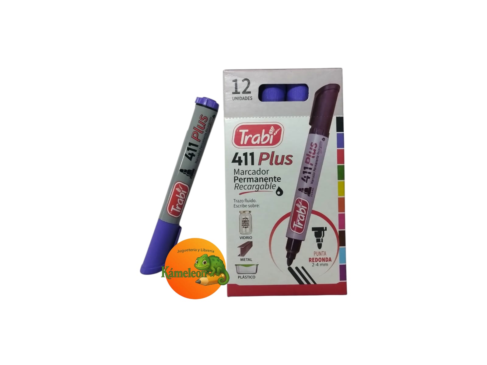 Marcador trabi permanente 411 plus violeta caja por 12un.