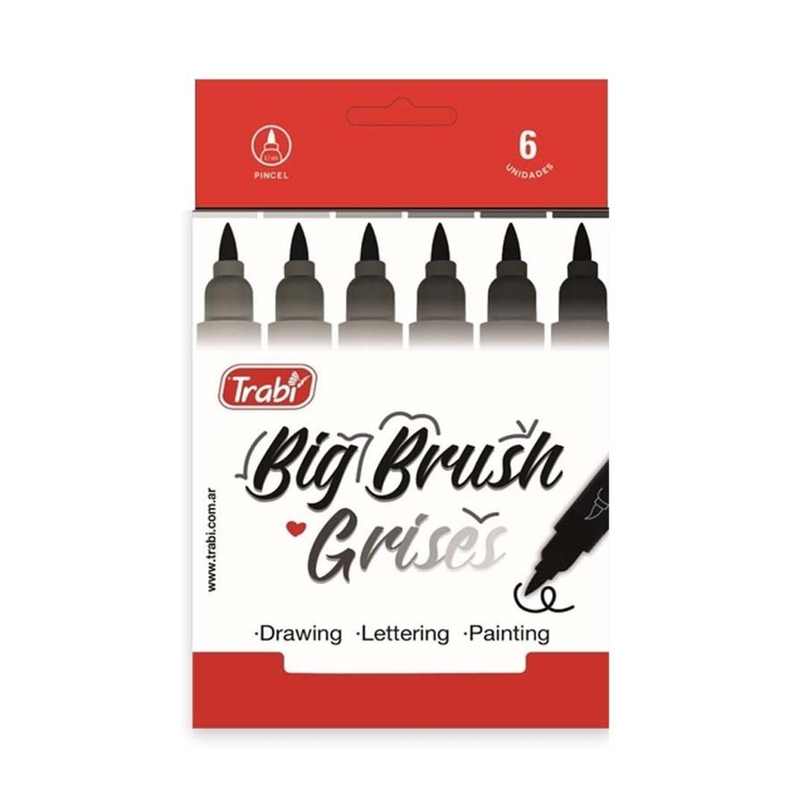 Marcadores trabi  "big brush grises x6"