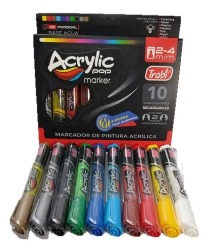 Marcadores trabi acrylic pop x10 colores