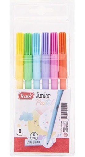 Marcadores trabi "pastel punta redonda" x6 