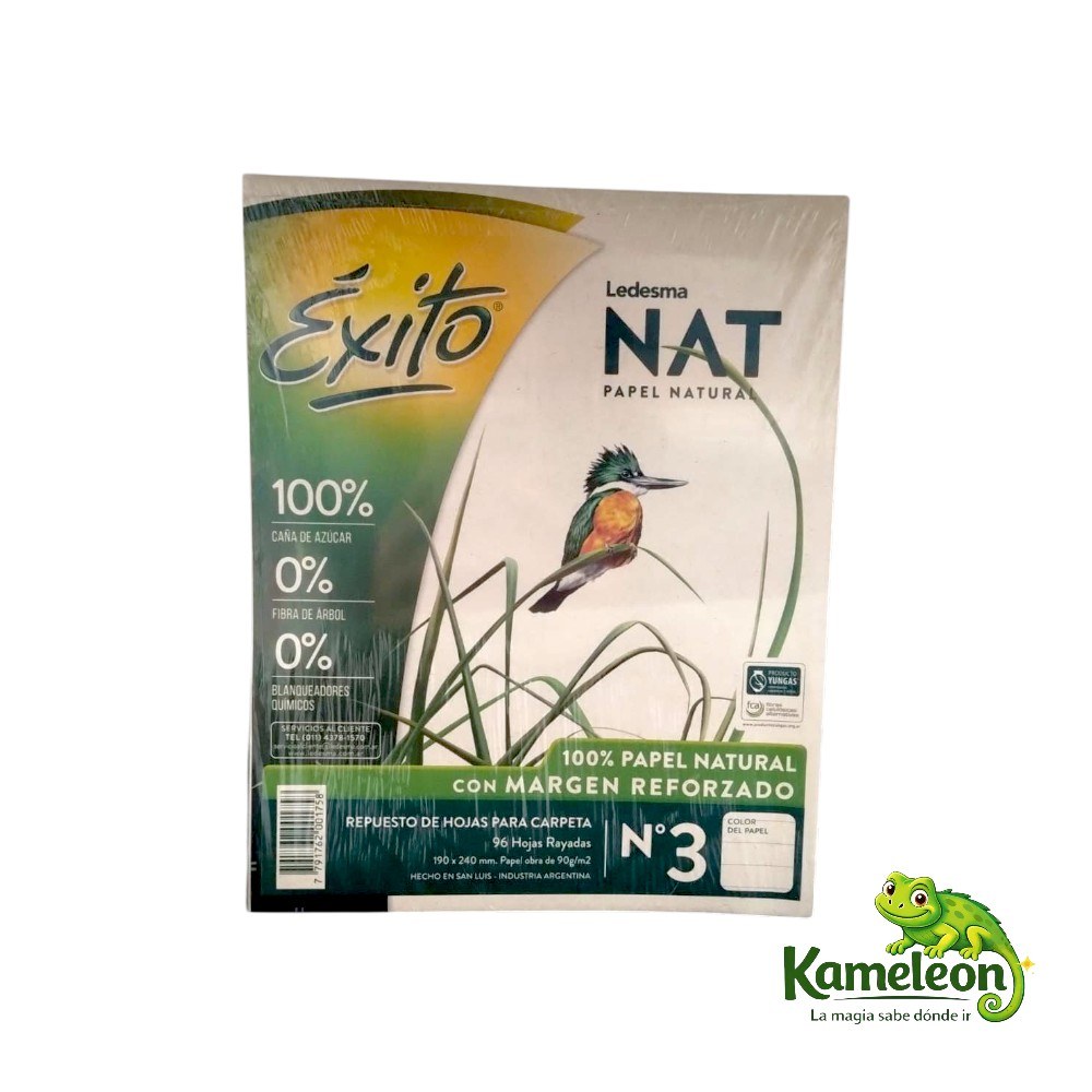 Repuesto nat papel natural n3 rayado